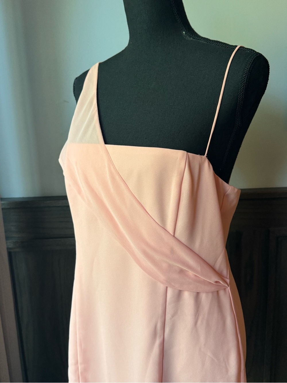 NBD Blush Peach Asymmetric Ruffle-Hem Mini Dress - Picture 7 of 9